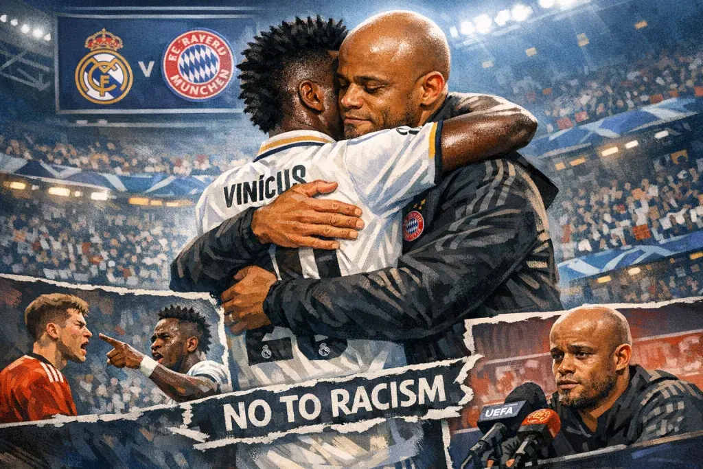 Vinícius Júnior Acknowledges Kompany's Anti-Racism Stand With a Public Embrace