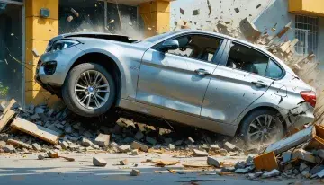 Speeding Car Rams Hotel at Chilakaluripet’s Vijaya Bank Centre, Inflicting Major Damage